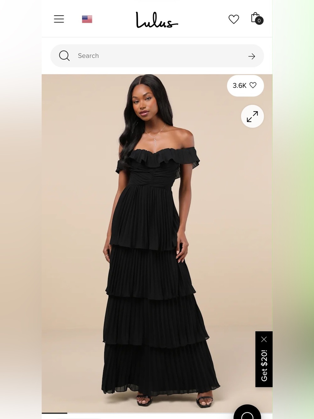 Always Remarkable Black Pleated Off-the-Shoulder
